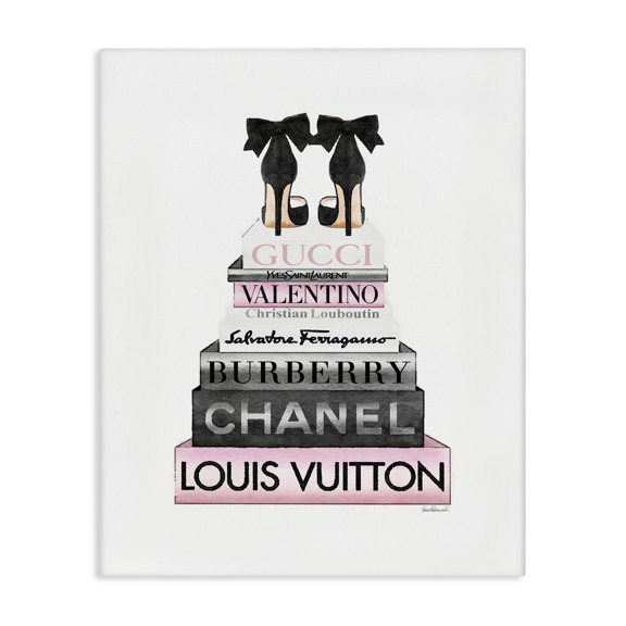 Stupell Industries Art Deco Black Heels Pink Bookstack Canvas Art, 16 x 20, by Amanda Greenwood