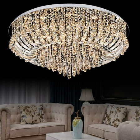 

FETCOI Modern K9 Crystal Chandelier Luxury LED Ceiling Light Flush Mount