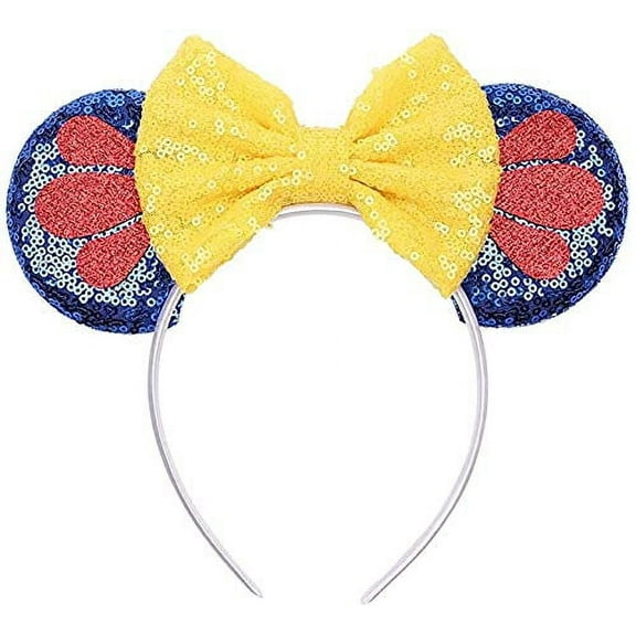 Snow White Mickey Ears, Snow White Ears, Blue Yellow Minnie Ears, Princess Mickey Ears, Blue Minnie Ears