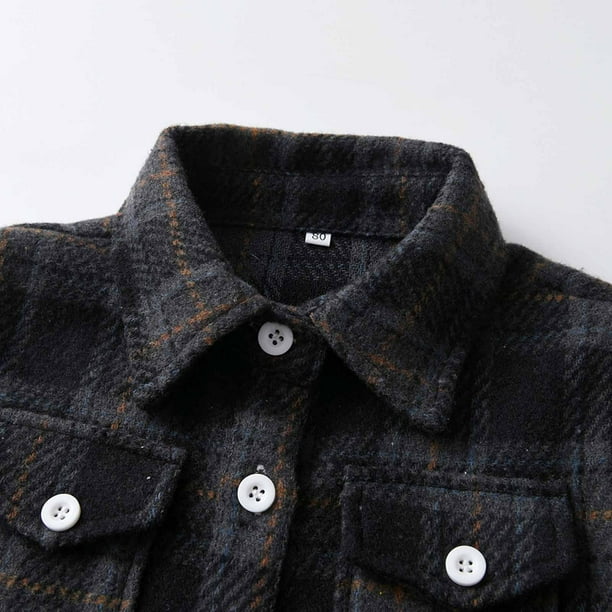 zanvin Toddler Infant Baby Boy Long Sleeve Plaid Outerwear Jacket Button Down Casual Shirt Fall Winter Clothes Black 6 12 Months