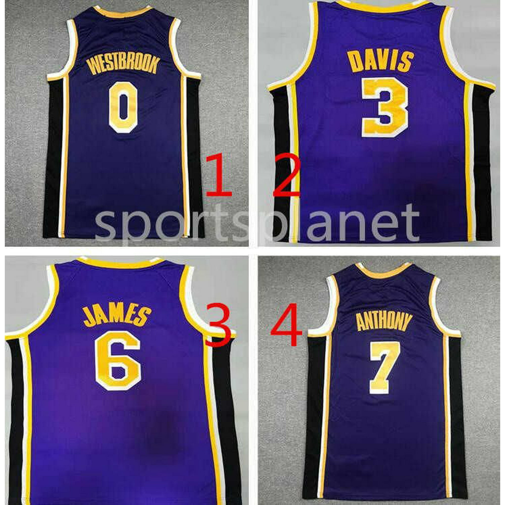 NBA_ Jersey Mans City''nba''Jerseys 23 James 6 Lebron Russell 0 Westbrook  Carmelo 7 Anthony 3 Davis Jersey TOP Stitched Purple Yellow Black Bryant  75th anniversary 