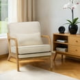 thumbnail image 2 of AFO Modern Upholstered Accent Chair with Solid Wood Frame and Lumbar Pillow, Beige, 2 of 6