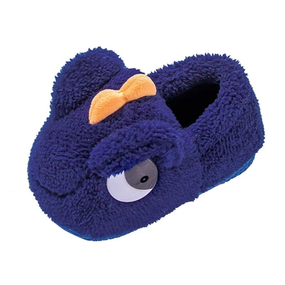 PINQI Unisex Baby Round Toe Slippers Kids Pack with Little Dinosaur Home Warm Cotton Slippers Shoes for Indoor Outdoor House Shoes Bedroom Slippers(Blue,0-12 Months)