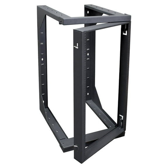 Quest Manufacturing Co. Swing-Out Open Frame Wall Rack, 25U, Black