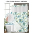 thumbnail image 4 of No Hook Cloth Fabric Shower Curtain with Snap in Liner, Teal Blue Flower Waterproof Shower Curtains Set with See Through Top Window, Abstract Garden Botanical Leaves Bath Curtains Shower 72"x72", 4 of 6