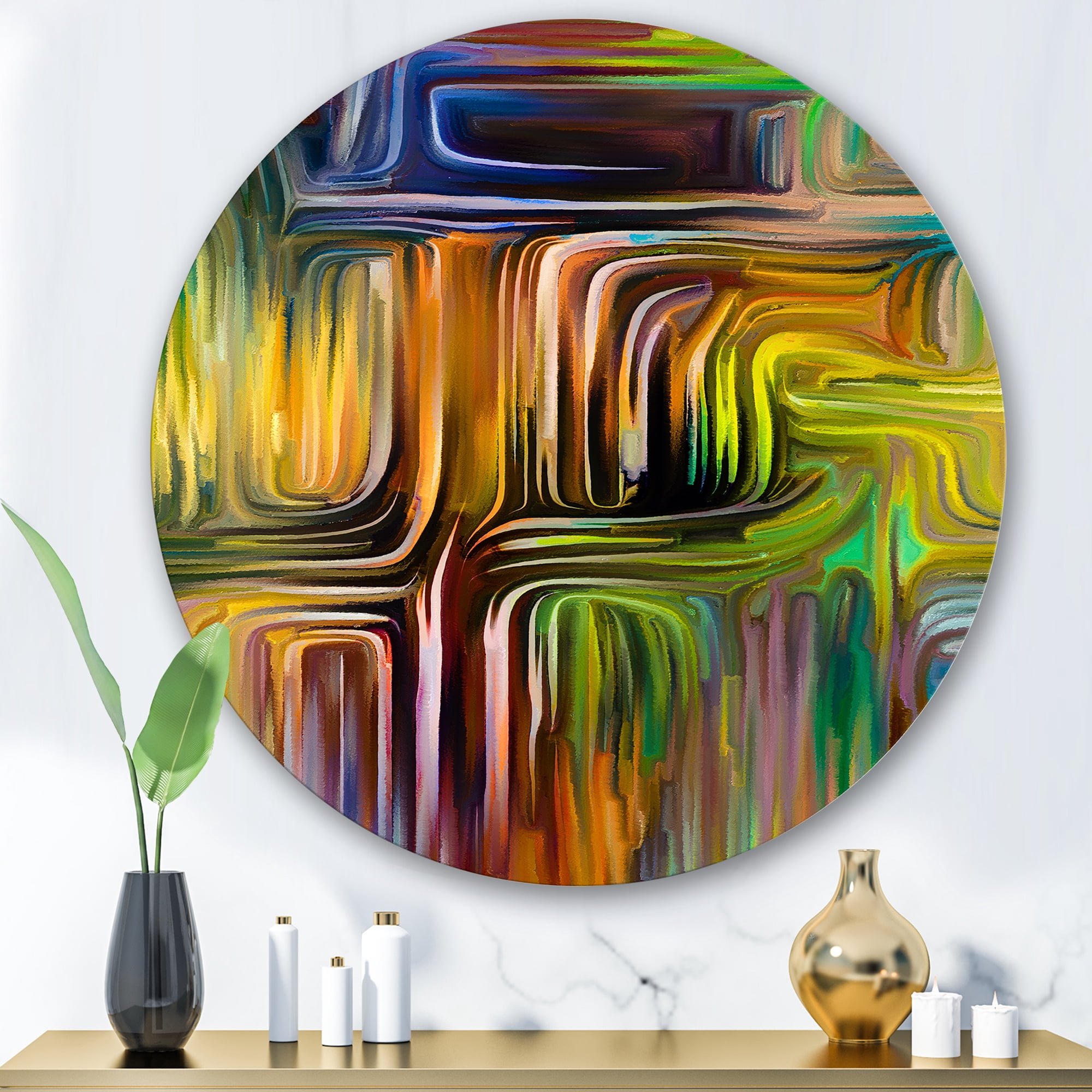 Designart 'Colour Spiral Fusion I' Modern Circle Metal Wall Art 29x29 - Disc of 29