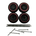 thumbnail image 3 of Kokiya 4 Pieces RC Car Wheels and Tires RC Alloy Car Accessories RC Part for 1/64 Scale Red C, 3 of 9
