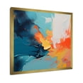 thumbnail image 2 of Designart "Paint Abstract Expression in Blue and Orange I" Abstract Framed Wall Art Decor - Modern Blue Abstract Painting Bedroom Framed Canvas Wall Art, 2 of 6