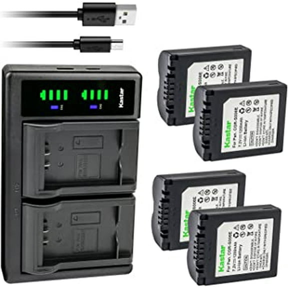 Kastar 4-Pack CGA-S006 Battery and LTD2 USB Charger Replacement for Panasonic Lumix DMC-FZ30EGK, Lumix DMC-FZ30EGS, Lumix DMC-FZ30GK, Lumix DMC-FZ30K, Lumix DMC-FZ30PP, Lumix DMC-FZ30S Digital Camera