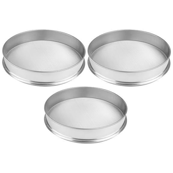 3 Pcs 7.87 in Stainless Steel Flour Sifter Strainer Sieve Fine Mesh Baking Tools Bakeware for Kitchens