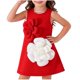 thumbnail image 1 of Vestido de la Niña de la Flor Blanca sin Mangas Verano Rojo Y Blanco de la Rodilla de la Falda de la Longitud Bolsos de Fiesta para los Niños Cumpleaños Vestido Al Aire Libre, 1 of 9