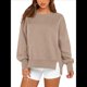 thumbnail image 1 of Sudadera Informal de Cuello Redondo para Mujer, -Otoño 2025, Larga, Abertura Lateral, Sudadera para Hacer Ejercicio. Caqui M, 1 of 10