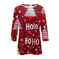 thumbnail image 5 of Fabrcox S-5xl Christmas Snowflake Printed T Shirts for Women Xxl Plus Size 3/4 Sleeve Tops Round Neck Holiday Tunic Lightweight Basic Tops Wine 3XL, 5 of 6