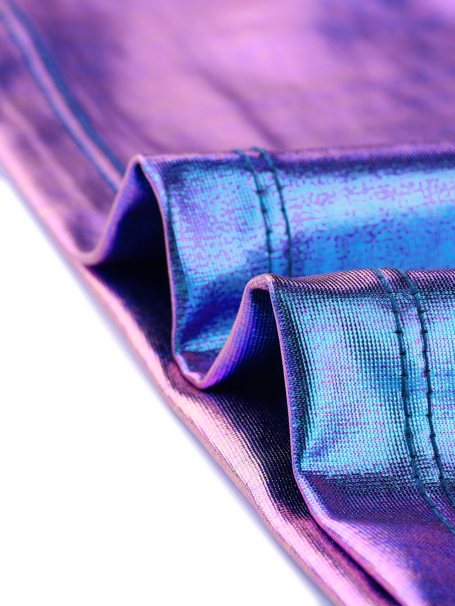 DARING DIVA Party Metallic Textured Short Sleeve Shiny Tops M Blue Purple