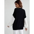 thumbnail image 5 of Womens Crew Neck Sweater Color Block Sweatshirts Loose Tops Long Sleeve Casual Pullover Lightweight, 5 of 5