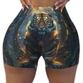 thumbnail image 2 of Balery Forest Meditating Tiger Pantalones cortos de entrenamiento estampados para mujer, sin costuras, ajustados, para gimnasio, yoga, correr, deportes, ejercicio activo, fitness.-Medium, 2 of 8