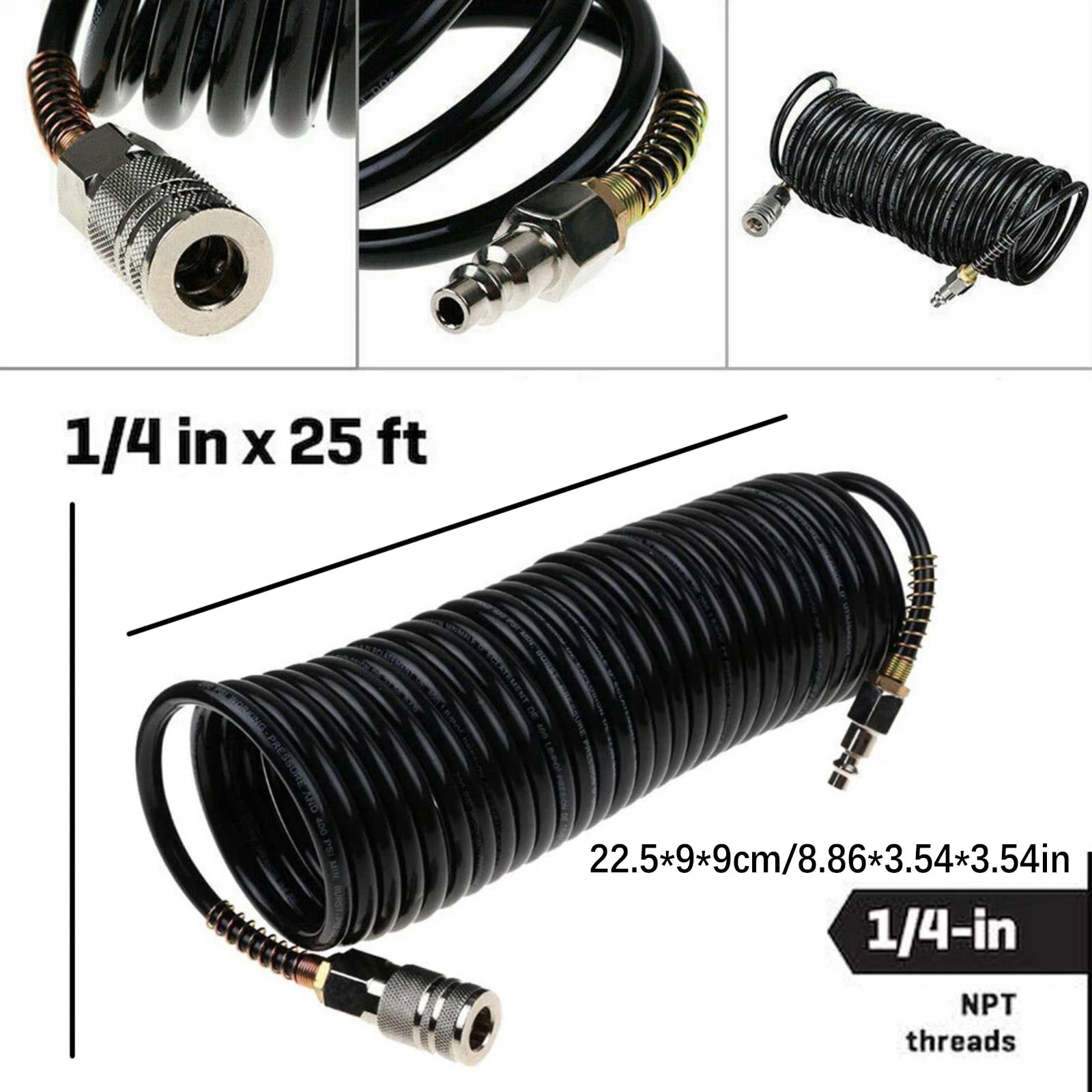 CSYANXING 1/4” x 25 FT Rubber Air Hose for Manufacturing Electrical Insulation Automotive Aviation Subway Train Black 200 PSI