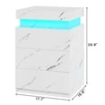 thumbnail image 3 of Afuhokles LED Nightstands Set of 2 with Charging Station, 3 Drawers Night Stands for Bedrooms with Sliding Top, White Marble, 3 of 8
