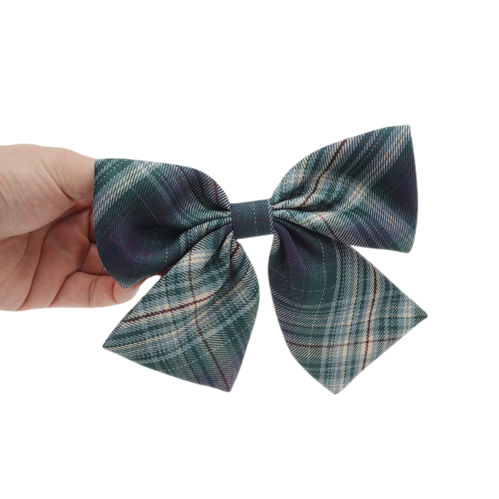 Unique Bargains Simple Plaid Bow Hair Clips Pink Navy Blue Purple 3 Pcs