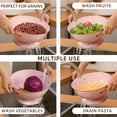 thumbnail image 6 of Metal Colander Set of 2, Strainer Basket with Handles 3.5 & 5 Qt Powder Coated Self-draining Solid Ring Base Metal Large Kitchen Colander Bowel for Pasta Vegetable Fruit (PINK), 6 of 7