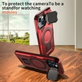 thumbnail image 5 of for iPhone 14 Case with Metal Camera Cover Bracket, [Compatible with MagSafe] [Built-in Kickstand] [Military-Grade Protection] Heavy Duty Magnetic Case for iPhone 14, Red, 5 of 6
