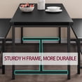 thumbnail image 4 of Compact negra 3-piece dining set perfect para 4 includes 2 benches de esquina protectors & h-frame-ideal para para small spaces & apartments, 4 of 7