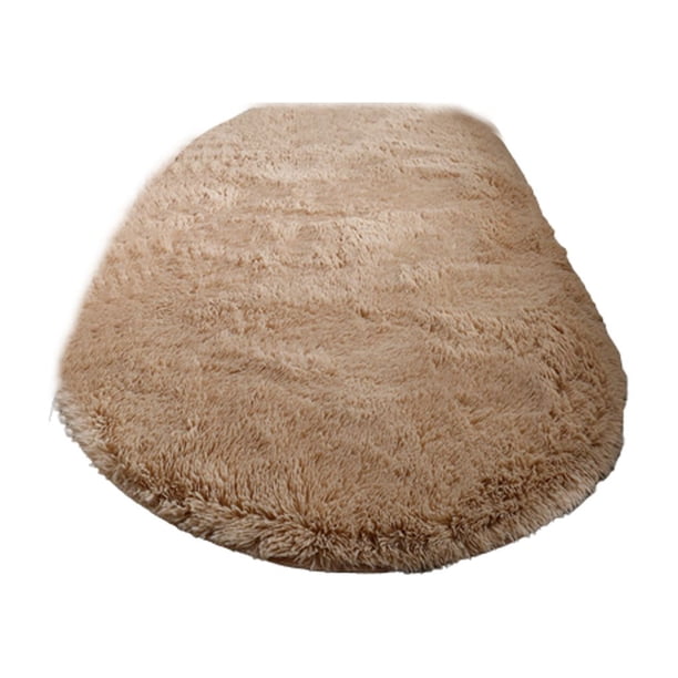 Bewildely Manta ovalada, alfombrilla de suelo lavable Universal grande, alfombra decorativa moderna resistente a los deslizamientos, puerta del Decoración del hogar camello claro 1.6*0.8 metros