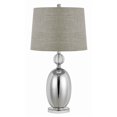 thumbnail image 1 of Benjara BM224708 Fabric Table Lamp with Spherical Glass Base & Ball Accent, Gray & Clear, 1 of 5