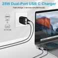 thumbnail image 5 of USB C Block,2Pack FiveBox USB C Charger Block 25W PD&QC Android Type C Charger Block Dual USB C Wall Charger Block Phone Charger Adapter USB C Brick Type C Charger Box Fast Charging Block,Black, 5 of 7