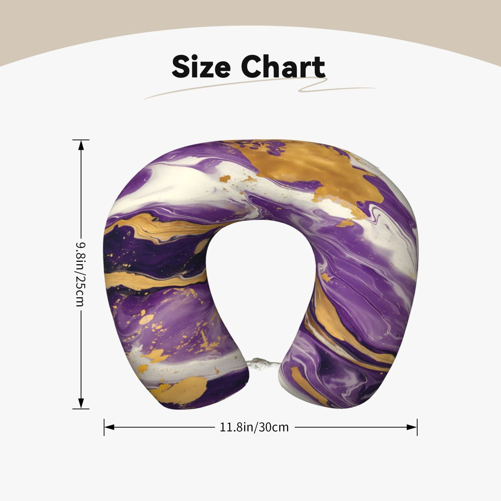 Xecao Purple Gold Marble Swirls Print Memory Foam Cervical Neck Pillow Versatile U-Shaped Pillows for Home,Office,Camping,Travelling,Soft Washable Cover