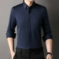 thumbnail image 5 of Men's Non-iron Dress Shirts Seamless Shirt Concealed Placket Solid Color, 5 of 14