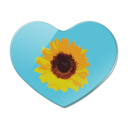 

Sunflower Drawing on Blue Background Heart Acrylic Fridge Refrigerator Magnet
