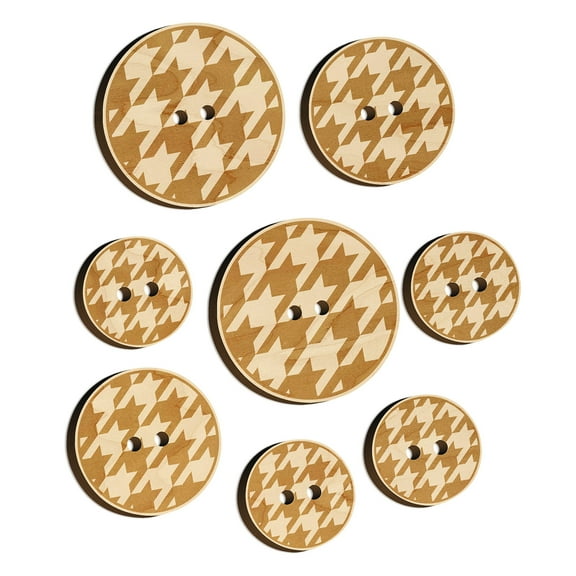 Houndstooth Pattern Wood Buttons for Crochet Knitting Sewing DIY Craft - 1.00 Inch Medium (7pcs)