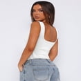 thumbnail image 5 of LYMAYTER Women Fashion Tank Casual Square Neck Sleeveless Tops for S-XL Summer Slim Going Out Crop Vest, 5 of 9