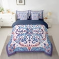 thumbnail image 2 of Feelyou Vintage Damask Flower Twin Bedding Sets 7-Piece, Blue Purple Tribal Bohemian Bedding Comforter Set, Mandala Paisley Style Reversible Sheet Sets, Breathable Home Decor, 2 of 8