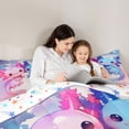 thumbnail image 4 of Manfei Kawaii Salamander Bedding Comforter Set 7pcs for Preppy Child,Cartoon Animal Queen Bedding Sets Super Cozy,Pink Blue Queen Sheet Sets,Microfiber Bedroom Decor,Reversible, 4 of 8