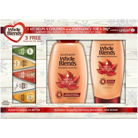 Garnier Whole Blends Maple Holiday Gift Set with 3 Free Hair Masks, 7 Piece Set ($14.29 Value)
