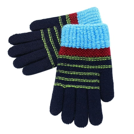 

Fsqjgq 12 Pair Glove Kids Ski Mittens Winter Keep Warm Knitting Windproof Waterproof Golves Outdoor Stripe Print Riding Mittens Kids Punk Gloves Polyester Blue