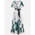 thumbnail image 2 of V-neck printed short-sleeved dress with thin rope detailing., 2 of 5