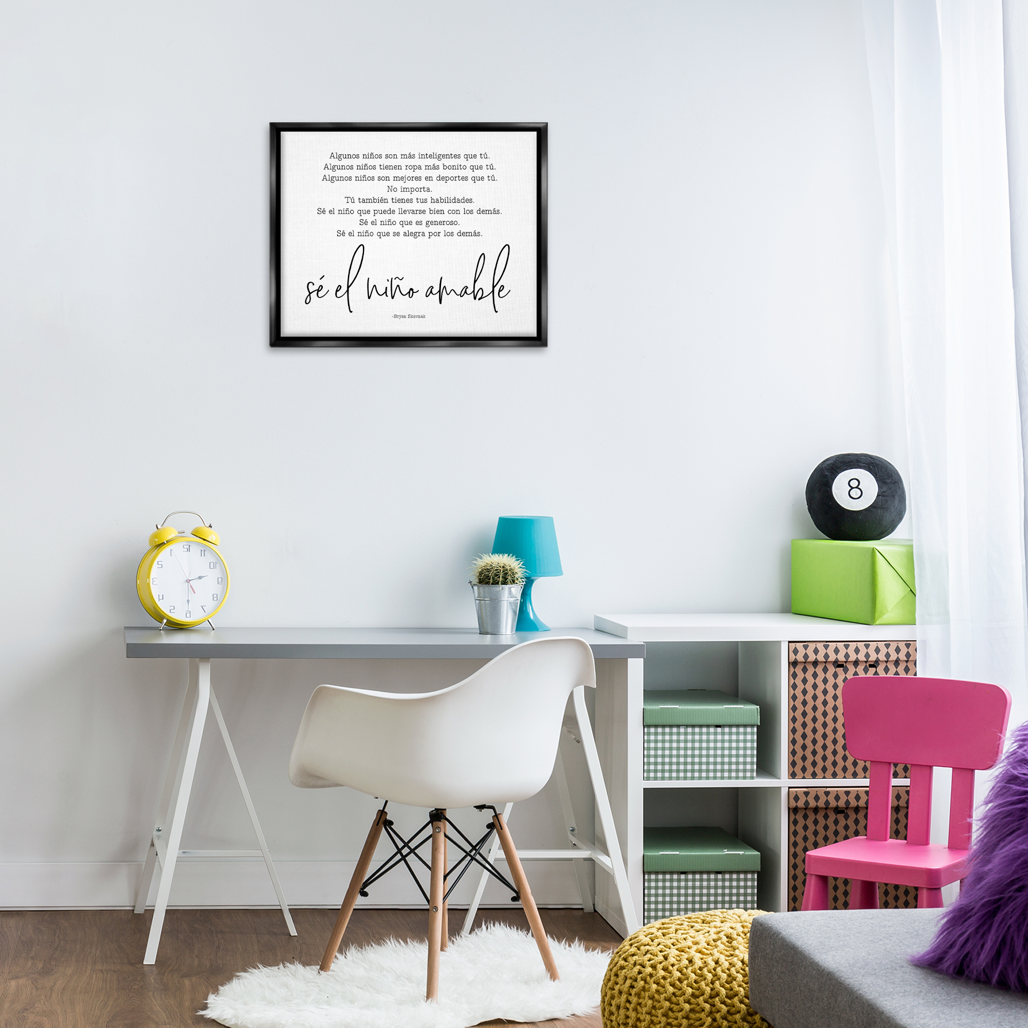Stupell Industries Se el Niño Amable Inspirational Quotes & Sayings Painting Black Floater Framed Art Print Wall Art, 21 x 17