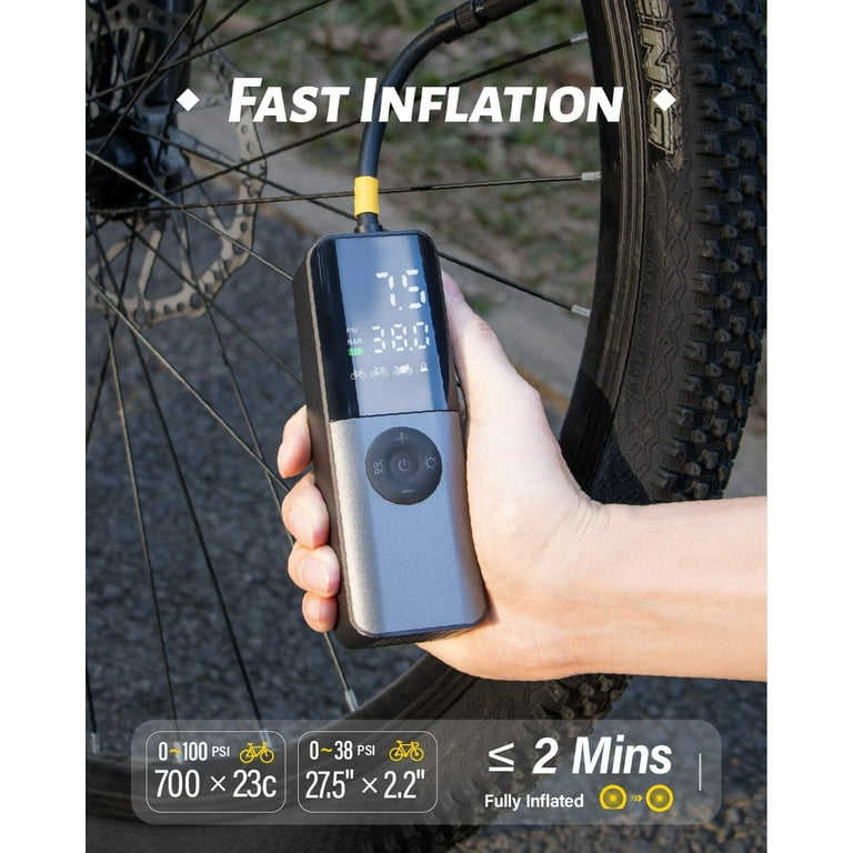 Bike Electric Air Pump 150Psi Portable Bicycle Tire Pump with Digital Pressure Gauge for Road Bike Mountain Bike E Bike Motorcycle with Presta Schrader Dunlop Valve Accessories Walmart