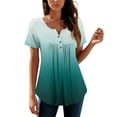 thumbnail image 4 of Lace Corset Tops For Women, Tunic Dressy Casual Summer Button Short Sleeve Shirts Loose Fit Pleated Boho Top Women Country Concert Outfits Square Neck Long Top Shacket Tops (S, Green) ZMTing, 4 of 4