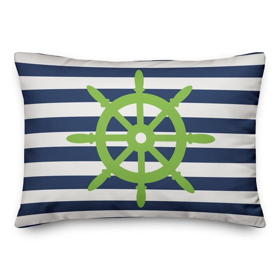 Creative Products Nautical Ships Wheel Green 14x20 Indoor / Outdoor Pillow