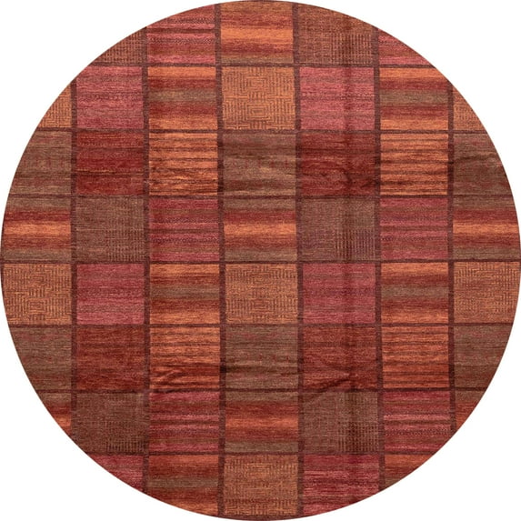 Ahgly Company Indoor Round Abstract Red Abstract Area Rugs, 5' Round