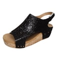 thumbnail image 1 of IUJSOY Womens Platform Wedge Sandals Comfortable Open Toe Cork Footbed Dressy Sparkly Summer Shoes, 1 of 9