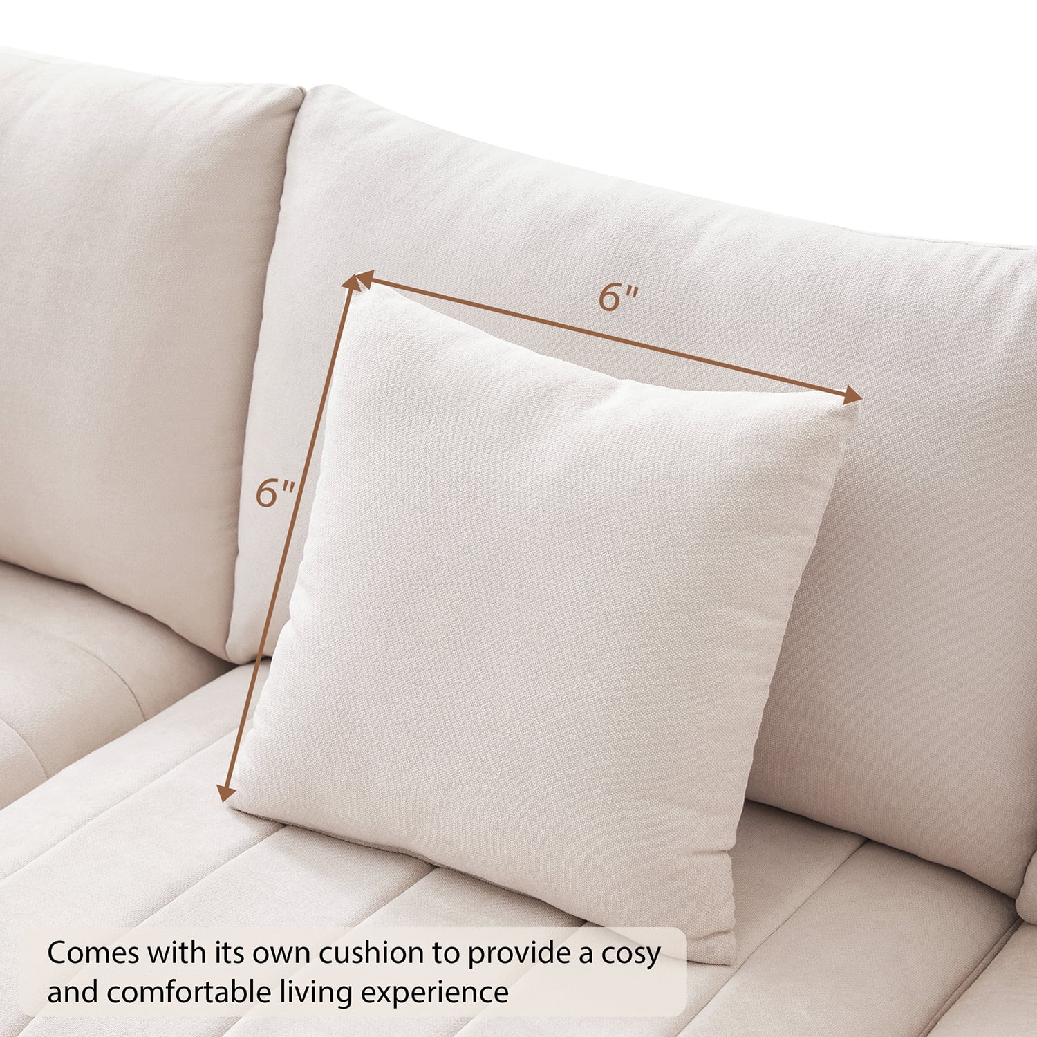 Hommoo Modern Sectional Sofa with 2 Pillows, 5-Seat L-Shaped Couch Sofa Set with Ottoman, Modern Indoor Living Room Furniture, for Various Combinations,Apartment, Beige