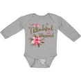 thumbnail image 3 of Inktastic Thankful and Blessed Inspirational Saying with Pink Flowers Boys or Girls Long Sleeve Baby Bodysuit, 3 of 5