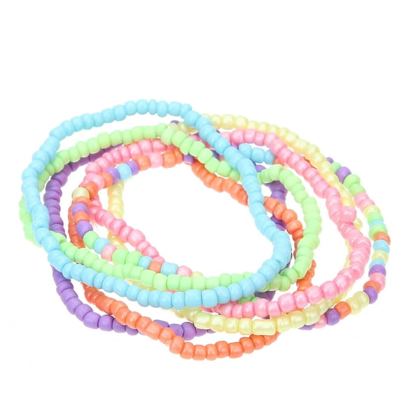 Worgeous 7 Pcs Colorful Bead Bracelets Set for Girls Kids Toddlers Child Jewelry Accessories