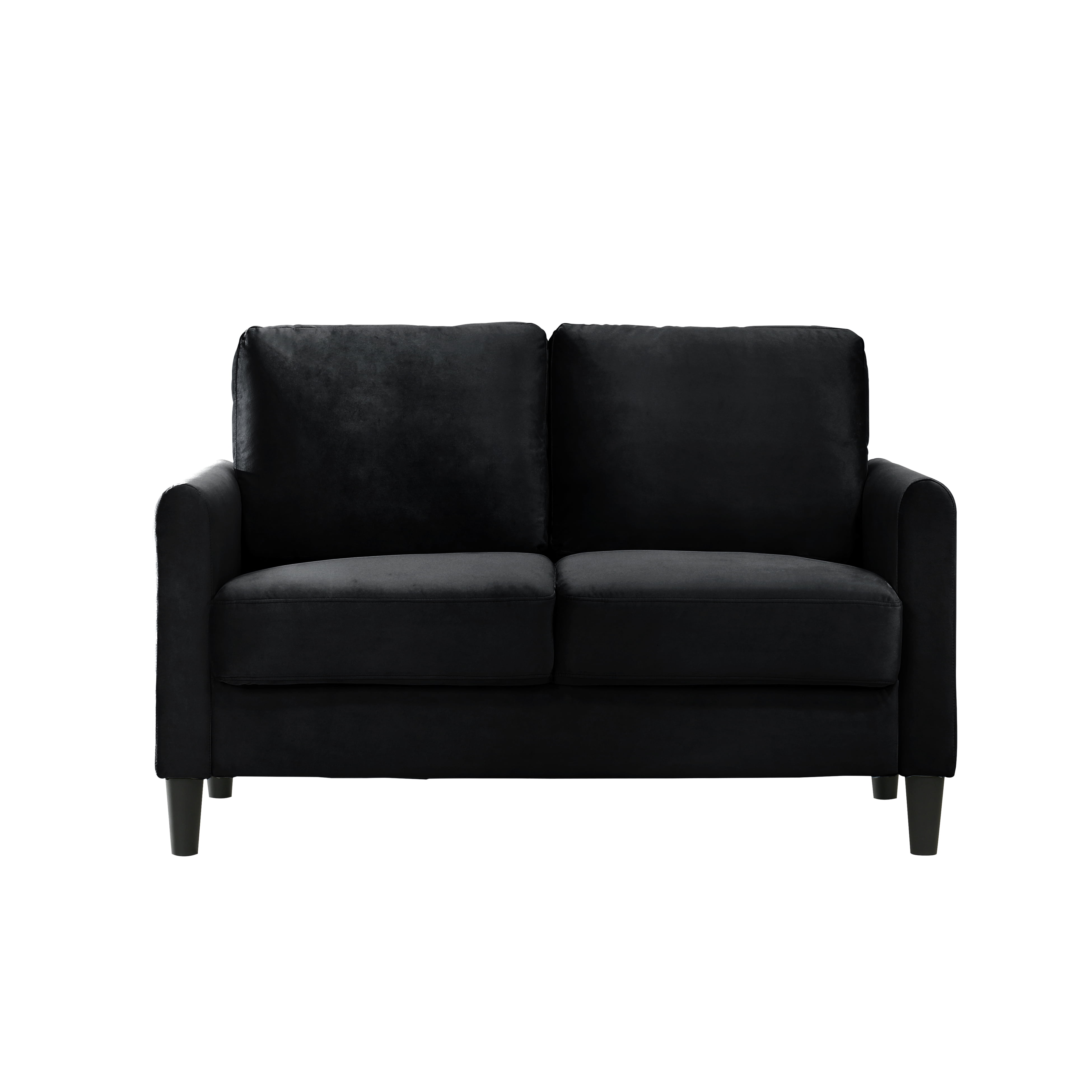 Home Design Airell 2-Piece Living Room Set with Loveseat and Sofa, Soft Velvet Fabric, Modern Upholstered Design, Black