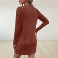 thumbnail image 5 of Womens Long Sleeve Dress with Zipper V Neck Ribbed Knit Sweater Dress Short Length Fashion Casual Fall Outfits (XL, Orange), 5 of 7